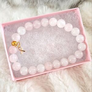 🎗️🎀 Pink Beaded Breast Cancer Awareness Bracelet